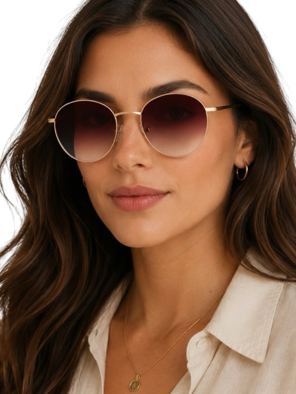 QUAY Loop Me In Gold Frame Brown Gradient Lens Unisex NWT
